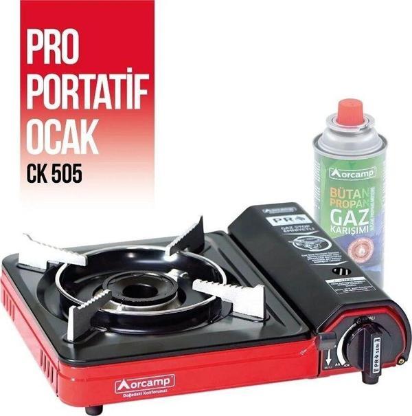 Orcamp Tekli Portatif Ocak Gaz Stop Emniyetli Kırmızı - Image 1