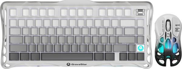 GravaStar Mercury K1+M1 Pro Kablosuz Rgb Işıklı Mekanik Q Gaming Klavye ve Optik Mouse Seti, Beyaz - Image 1