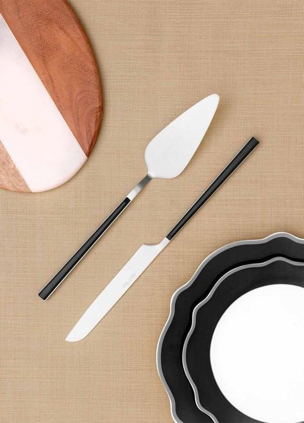 The Mia  Bianco Pasta Servis Takımı Gümüş 2 Parça CKB 0251 - Image 1