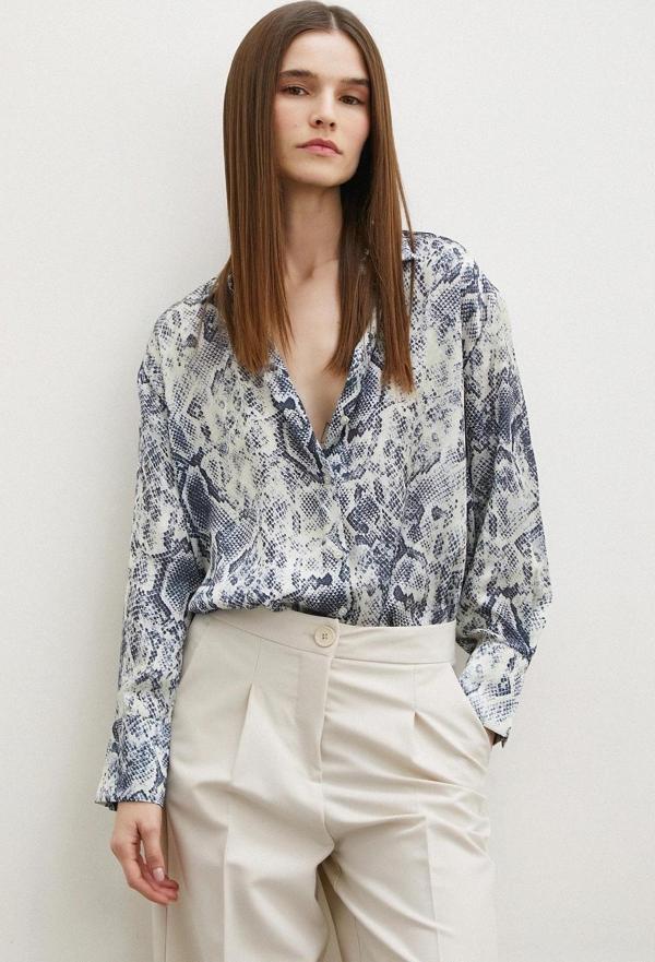 Yılan Desen Saten Gömlek Gri - Image 1