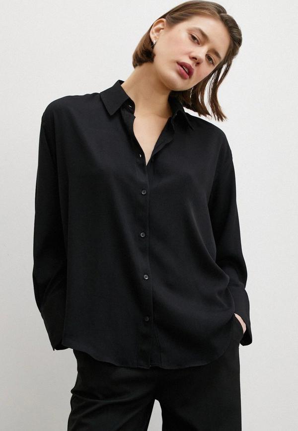 Viskon Saten Gömlek Siyah - Image 1
