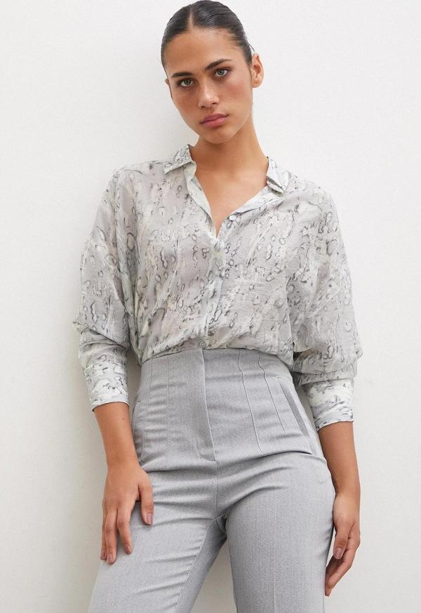 Damla Desenli Gömlek Gri - Image 1