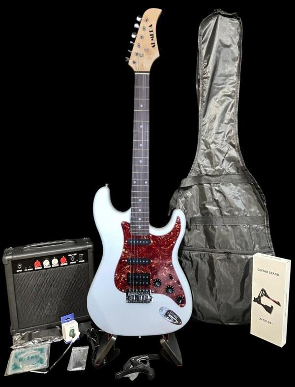 Müzikhane Elektro Gitar Set Beyaz Hss Manyetikli 15W Amfi (Gitar-Amfi-Kablo-Askı-Kapo-Akort Cihazı-Yedek Tel) - Image 1