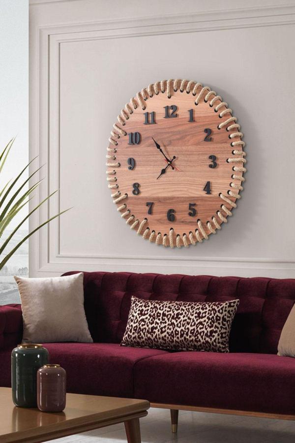 Mobievim Ahşap Dekoratif Büyük Duvar Saati 60x60 cm - Image 1