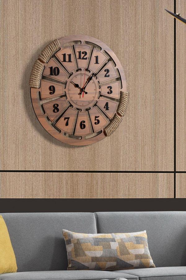 Mobievim Dekoratif Duvar Saati Ahşap Büyük 60x60 cm - Image 1