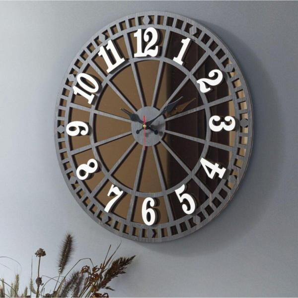 Mobievim Dekoratif Gerçek Aynalı Duvar Saati 50x50 cm - Image 1