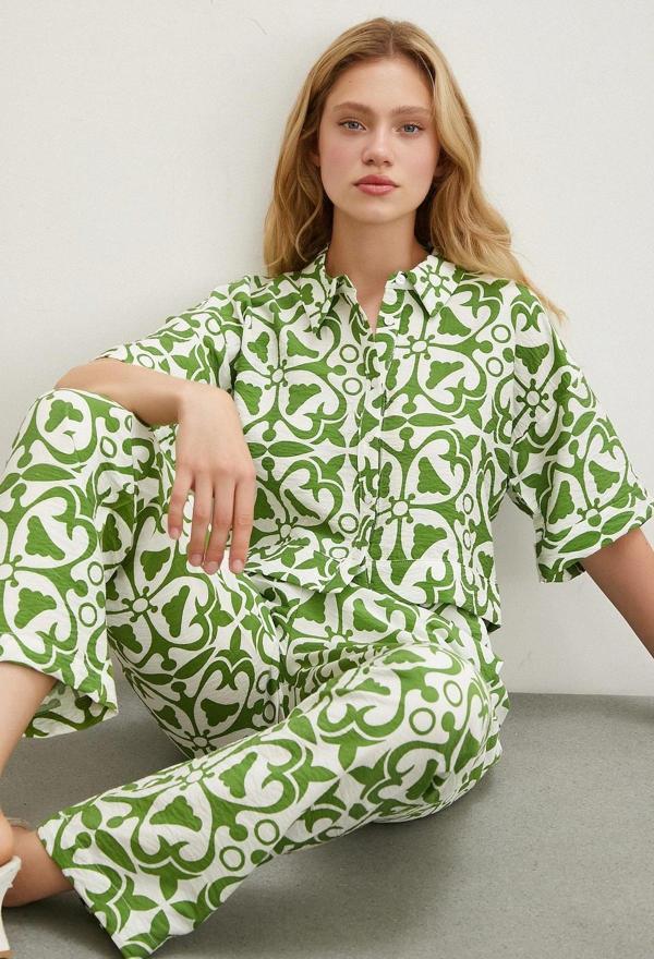 Kısa Kollu Crop Gömlek Yeşil - Image 1