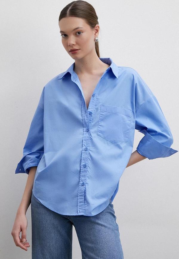 Oversize Pamuklu Gömlek Mavi - Image 1