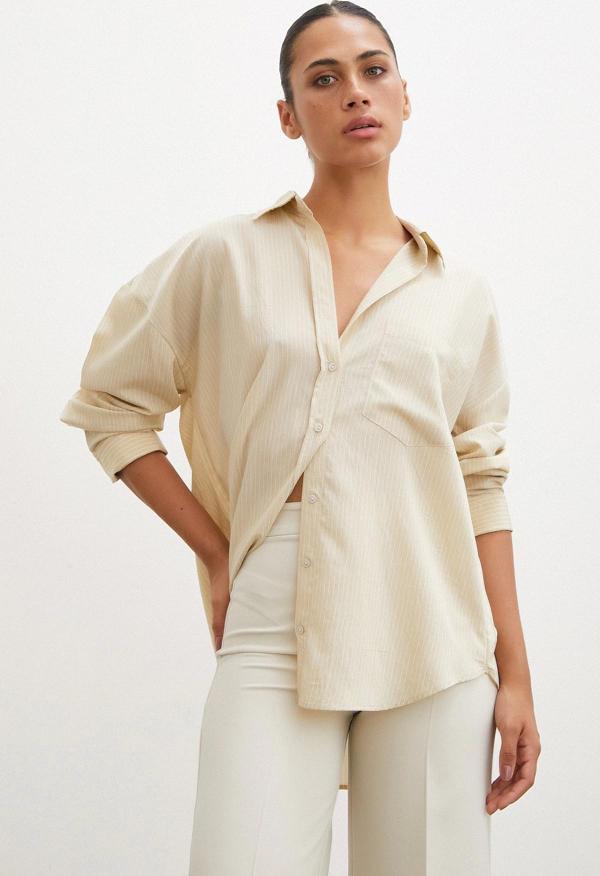Cepli Çizgili Gömlek Bej - Image 1