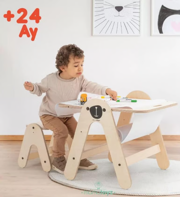 Mamatoyz Ayı Figürlü Ahşap Aktivite Masası - Image 1