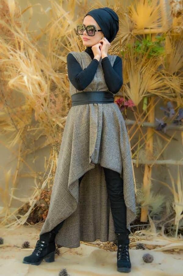 Bej Siyah Kareli Yelek - Image 1