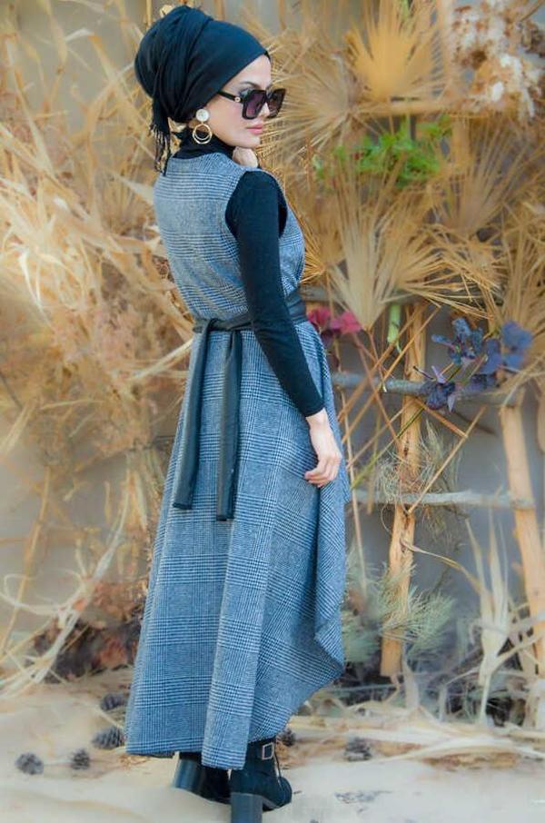 Füme Siyah Kareli Yelek - Image 1