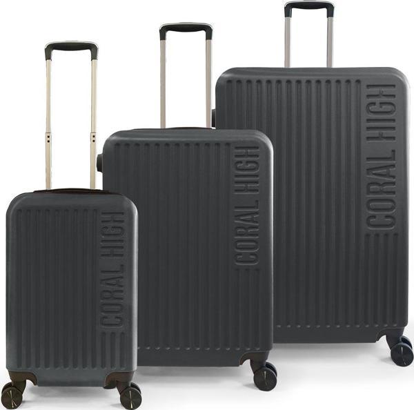 Coral High ABS Koyu Gri 3'lü Valiz Seti 16440 - Image 1