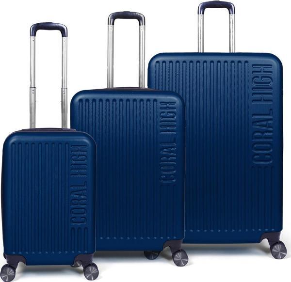 Coral High ABS Lacivert 3'lü Valiz Seti 16405 - Image 1