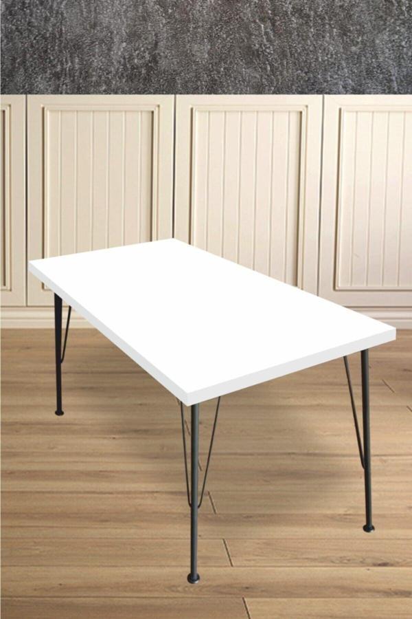 Bambeds Mobilya 60x120 Dekoratif Mutfak Masası Yemek Masası Çalışma Masası Bilgisayar Masası Beyaz - Image 1