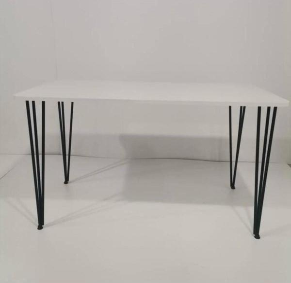 Bambeds Mobilya 70x110 Beyaz Metal Ayaklı Masa Mutfak Masası Çalışma Masası Bilgisayar Masası - Image 1