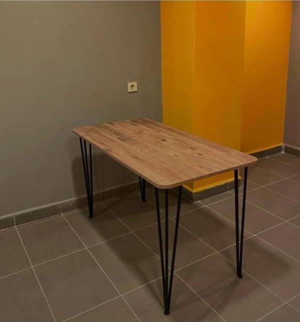 Bambeds Mobilya 70x110 Çam Metal Ayaklı Masa Mutfak Masası Çalışma Masası Bilgisayar Masası - Image 1