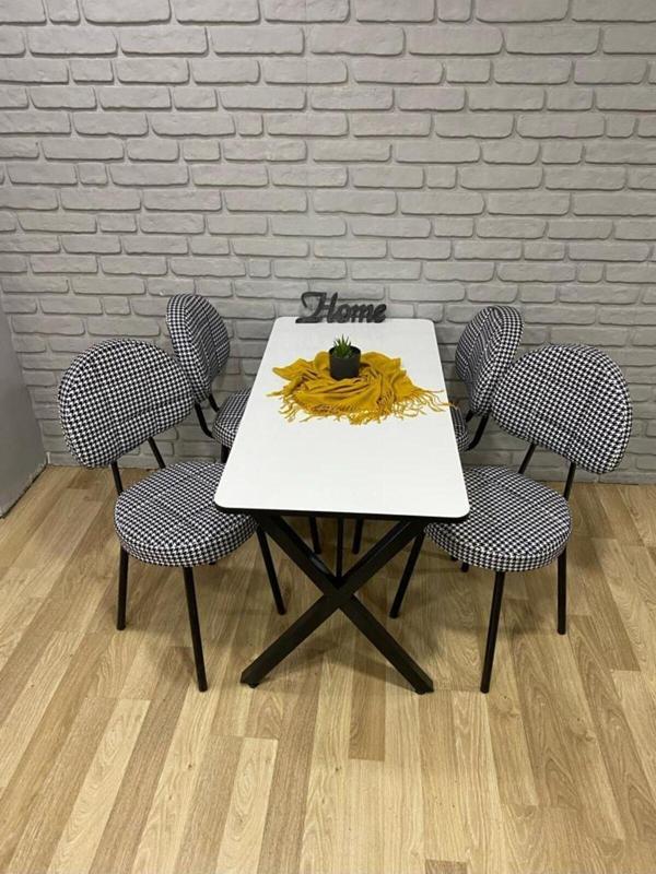Bambeds Mobilya Masa Takımı Yemek Masası Mutfak Masası Balkon Masası - 70x110 Beyaz 4 Arkalıklı Sandalye - Image 1