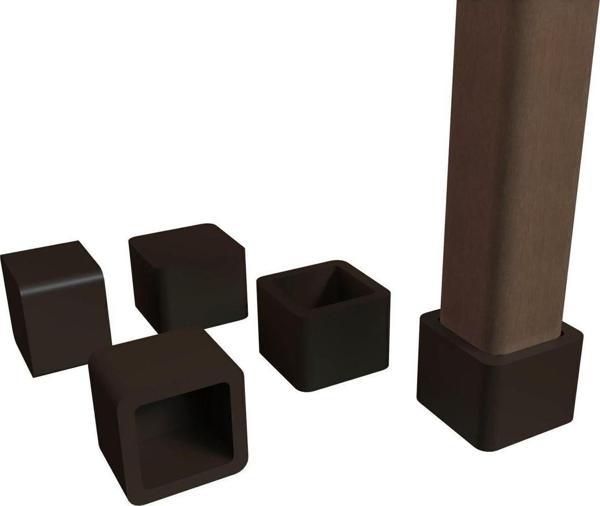 25x25 Mm Kare Pvc Sandalye Profil Ayak Pabucu Sessiz Yumuşak - Kahve (4 Adet)  - Image 1