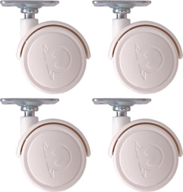 Oynak Tablalı Dolap Sehpa Masa Ayağı Mobilya Tekerleği 40 Mm Polyemid Beyaz (4 Adet)  - Image 1
