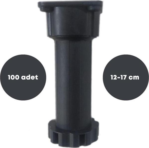Ayarlanabilir Plastik Mutfak Dolap Tezgah Baza Ayağı 12-17 Cm Siyah (100 Adet)  - Image 1