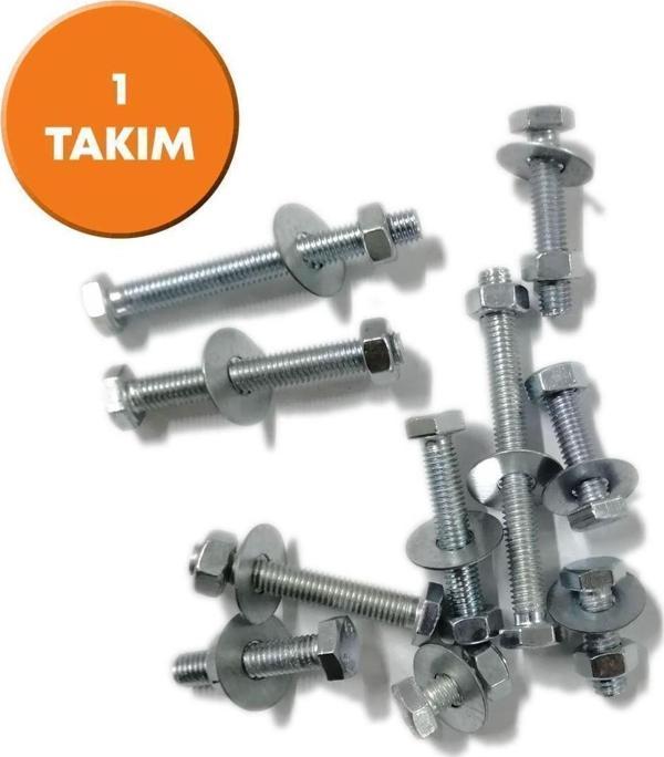 5/16x50 Akb Anahtar Başlı Civata + Somun + Pul (1 Takım)  - Image 1