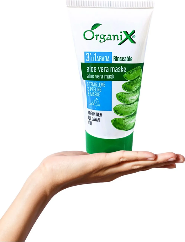 Organix 3'ü1 Arada Aloe Vera Maske Temizleme-Peeling-Maske 150 ml - Image 1