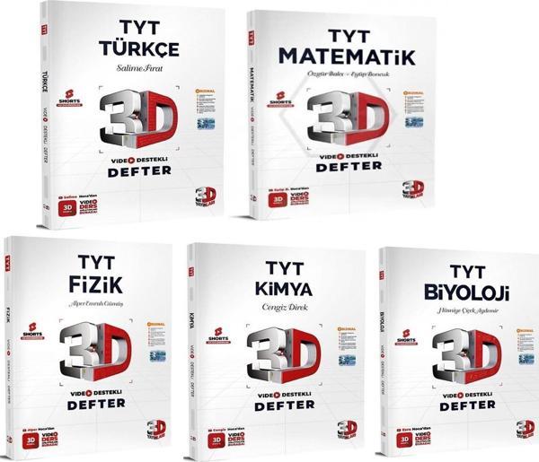 3D TYT Türkçe Matematik Fizik Kimya ve Biyoloji Video Ders Defteri Seti 5 Kitap - 3D Yayınları - Image 1