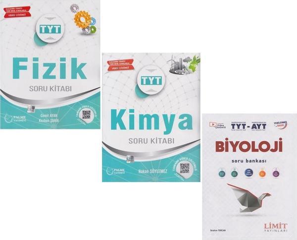 Palme TYT Fizik ve Kimya Limit TYT AYT Biyoloji Soru Bankası 3 Kitap Set - Palme Yayınları - Image 1