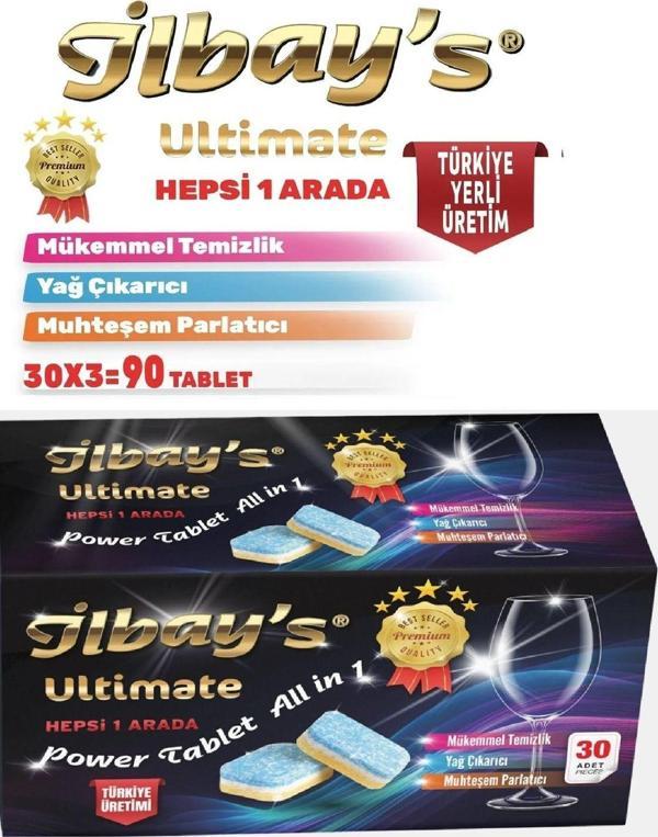 İlbay's Ultimate Hepsi 1 Arada Bulaşık Makinesi Tableti 3x30=90 Tablet(100% SUDA ERİYEN FİLM) - Image 1