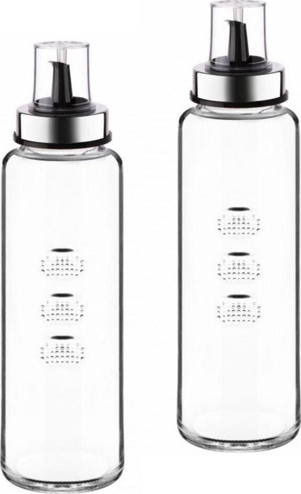 Çiftçiler Parmak Dekorlu 750Ml Emniyetli Cam 2'Li Yağlık Seti - Image 1