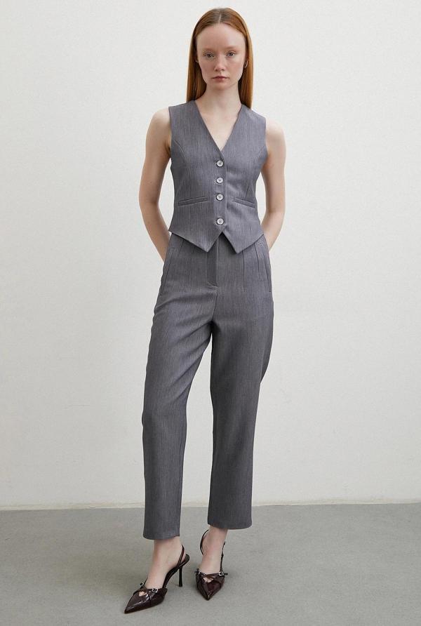 Önü Pensli Skinny Kumaş Pantolon Antirasit - Image 1