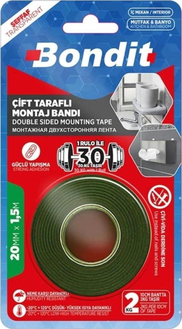 Bondit Bnmd2015 Çift Taraflı Montaj Bandı 20 Mm X 1.5 Metre - Image 1