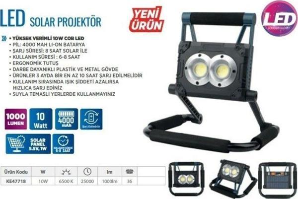 Klaus Güneş Panelli Projektör 10w 4000mah 2xcob 10 Ke47718 - Image 1
