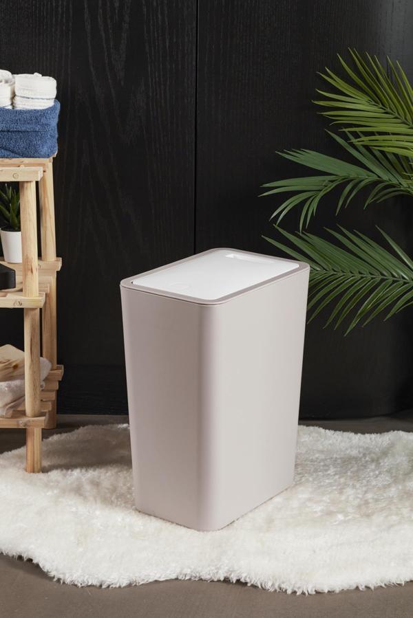 Perotti 13248 Taupe White Molly 12 Litre Click Çöp Kovası - Image 1