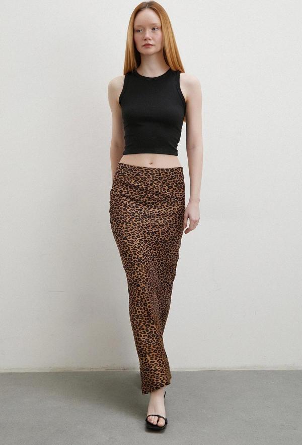 Leopar Desenli Verev Etek Kahve - Image 1