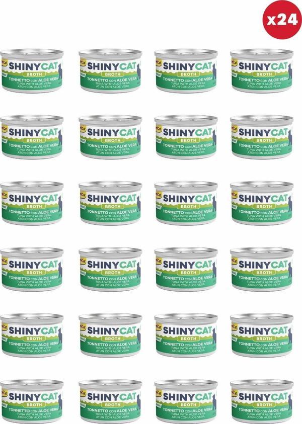 GimCat Shinycat Broth (Sos İçinde) Aloe Veralı Ton Balıklı Kedi Konservesi 70Gr X 24 Adet - Image 1
