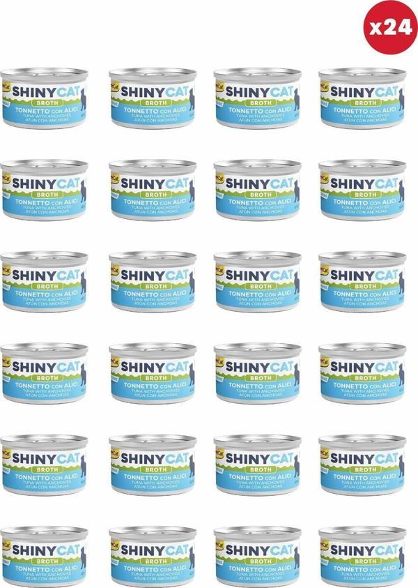 GimCat Shinycat Broth (Sos İçinde) Ançüezli Ton Balıklı Kedi Konservesi 70Gr X 24 Adet - Image 1