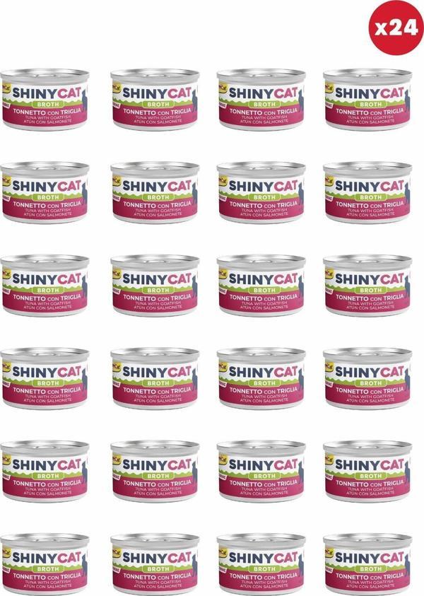GimCat Shinycat Broth (Sos İçinde) Barbun Balıklı Ton Balıklı Kedi Konservesi 70Gr X 24 Adet - Image 1