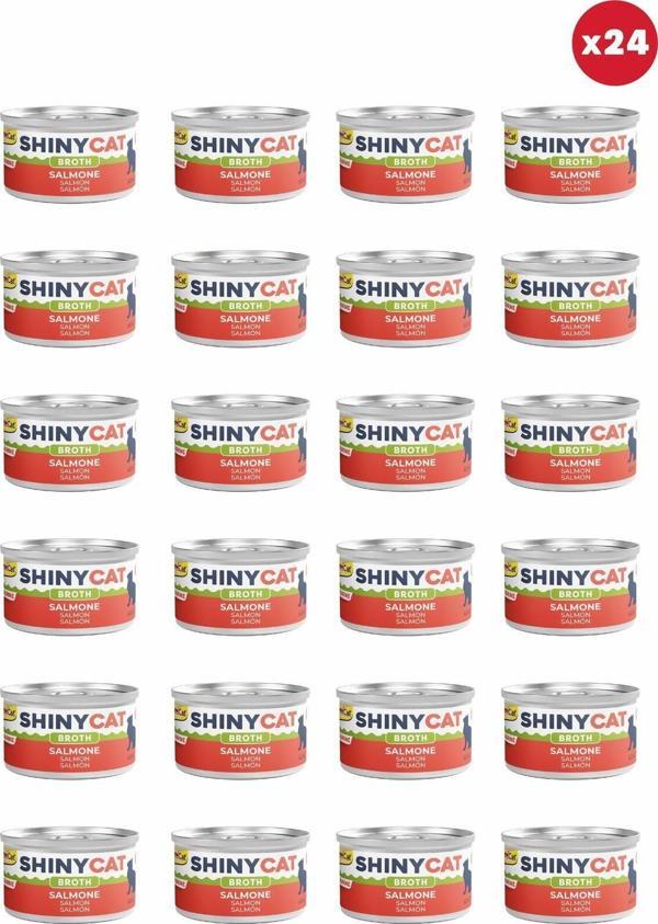 GimCat Shinycat Broth (Sos İçinde) Somon Balıklı Kedi Konservesi 70Gr X 24 Adet - Image 1
