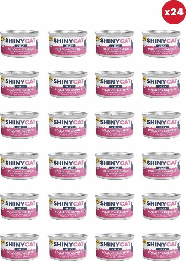 GimCat Shinycat Jelly (Jöle İçinde) Karidesli Tavuklu Kedi Konservesi 70Gr X 24 Adet - Image 1