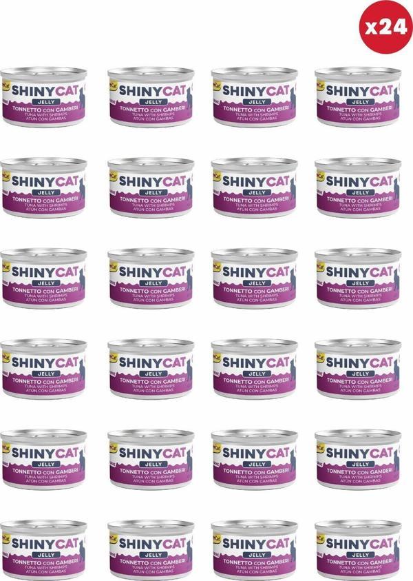 GimCat Shinycat Jelly (Jöle İçinde) Karidesli Ton Balıklı Kedi Konservesi 70Gr X 24 Adet - Image 1
