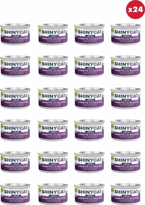GimCat Shinycat Jelly (Jöle İçinde) Somon Balıklı Ton Balıklı Kedi Konservesi 70Gr X 24 Adet - Image 1