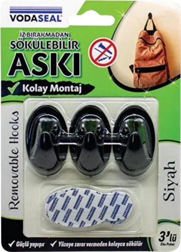 Vodaseal HB-01 Siyah İz Bırakmayan Askı 3 Adet - Image 1