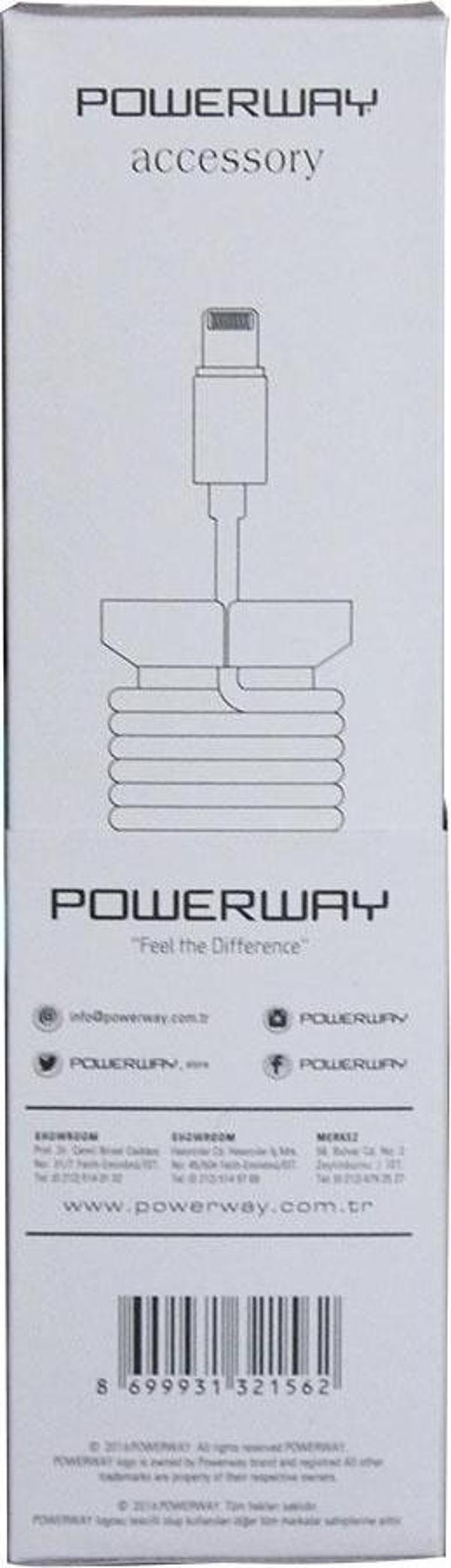 Powerway Apple Lightning Hızlı Şarj Kablosu Örgülü 1.1M - CX10 Beyaz - Image 1