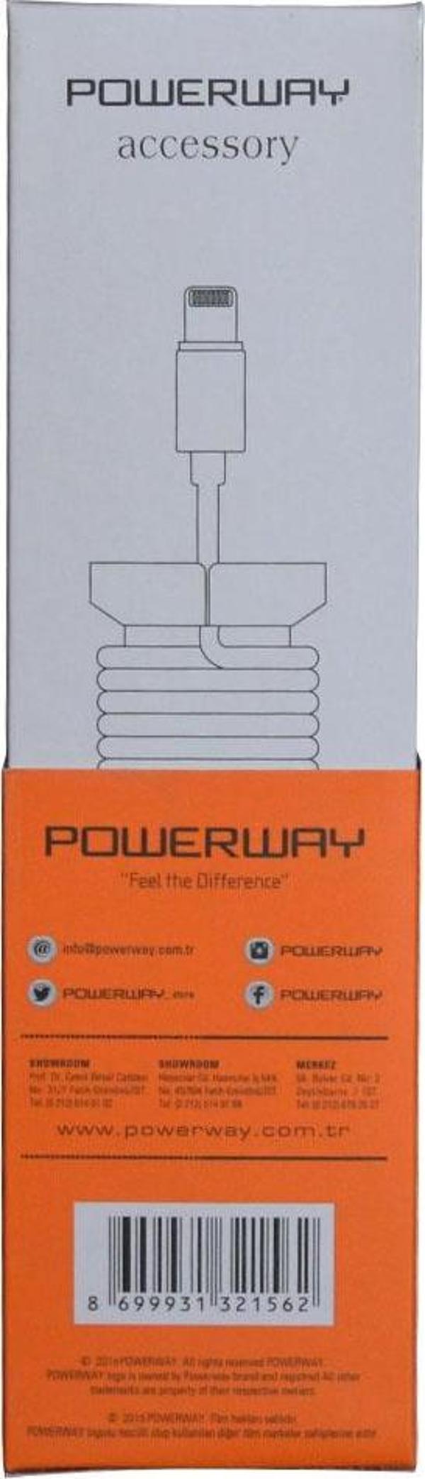 Powerway Apple Lightning Hızlı Şarj Kablosu Örgülü 1.1M - CX10 Turuncu - Image 1