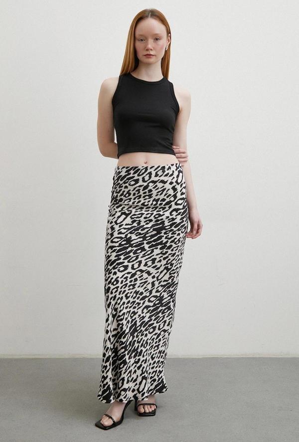 Desenli Maxi Verev Etek Ekru - Image 1