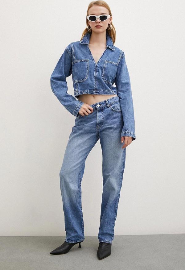 Beş Cepli Yüksel Bel Regular Fit Jean Mavi - Image 1