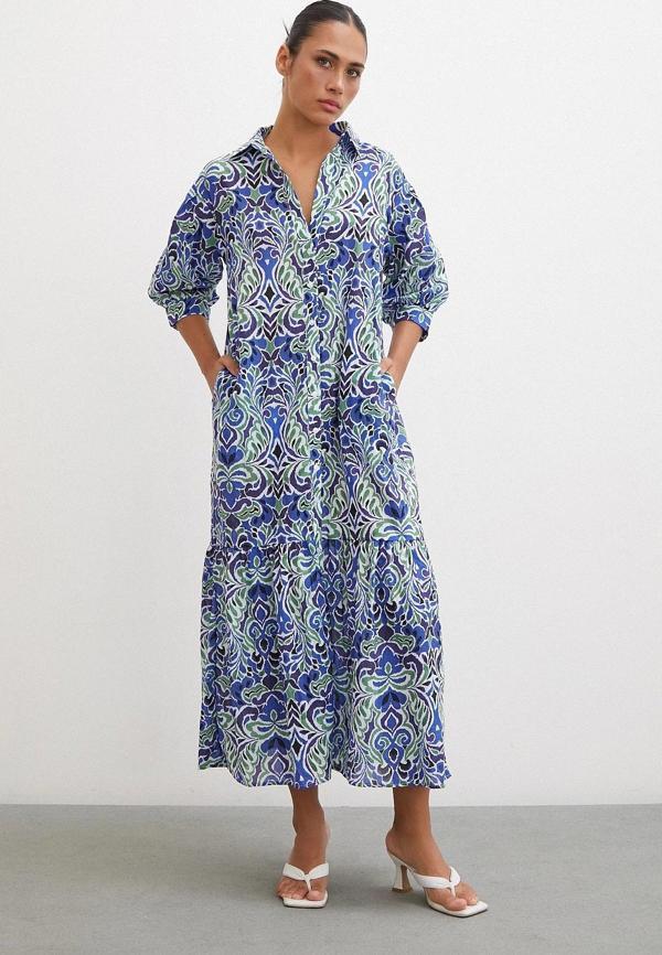 Önü Düğmeli Fakir Kol Elbise Lacivert - Image 1