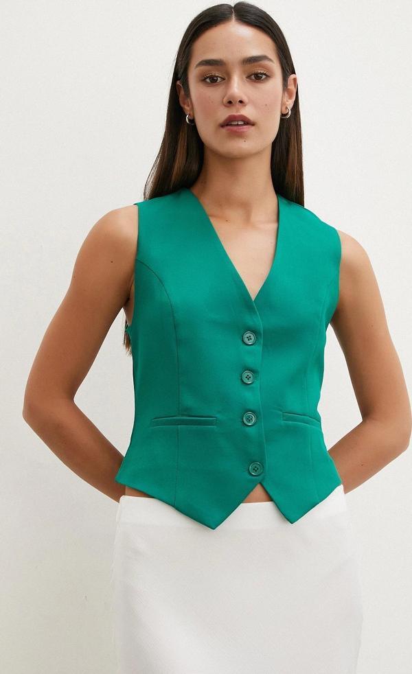 Düğmeli Yelek Yeşil - Image 1